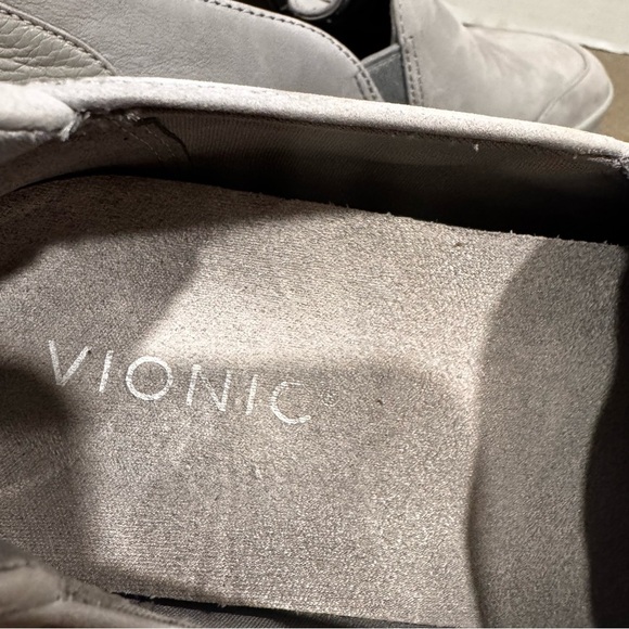 Vionic Penelope Gray Orthotic Comfortable Nubuck Slip-On Leather Sneakers - Picture 2 of 9